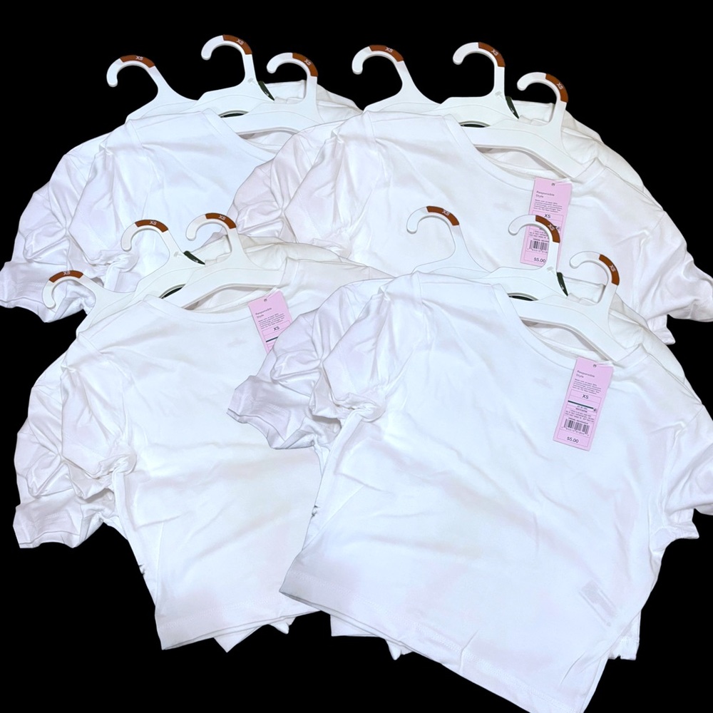 12-pk NEW Wild Fable Women's Short Sleeve Cropped T-Shirts Solid White Size XS